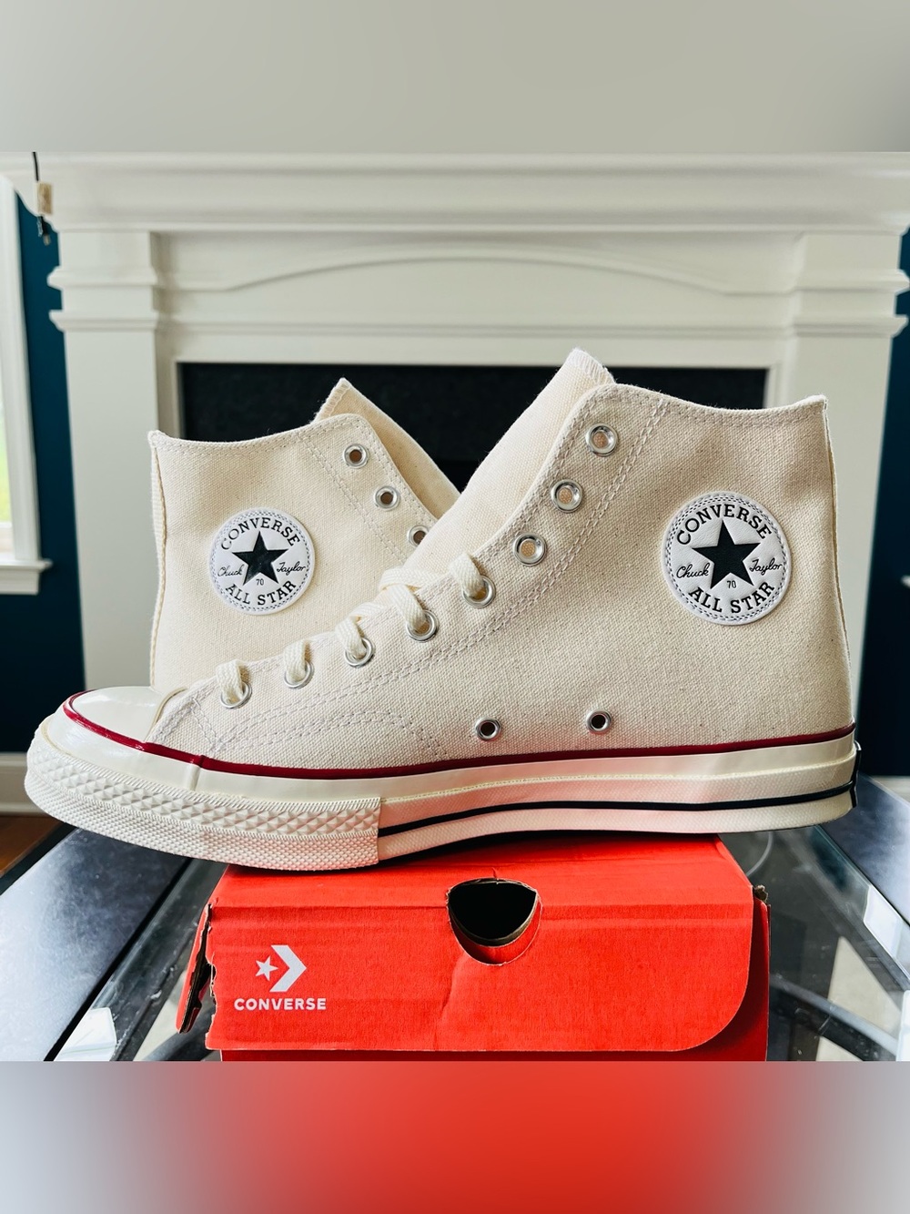 Converse All Star Chuck 70 Hi High Top Sneakers Parchment M9.5/W11.5